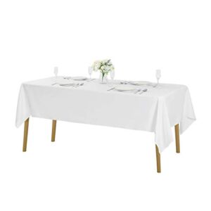 Rectangle Tablecloth 60×120 inch Washable Polyester Fabric Table Cloth for Wedding Party Dining Banquet Decoration（60×120, White）