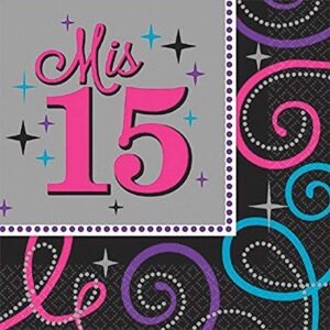 Amscan Luncheon Napkins | Mis Quince Años Collection | 16 pcs | Birthday