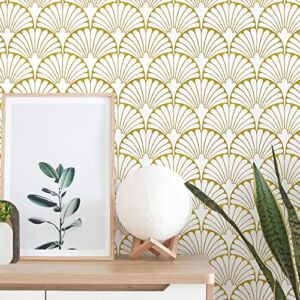 Gold Wallpaper Peel and Stick Wallpaper Boho Gold Contact Paper for Cabinets Self Adhesive Removable Wallpaper Stick on Wallpaper for Bedroom Modern Wall Paper Leaf Wallpaper Ginkgo Biloba17.3”×393”