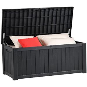 YITAHOME 120 Gallon Outdoor Storage Deck Box, Large Resin Patio Storage for Outdoor Pillows, Garden Tools and Pool Supplies, Waterproof, Lockable (Black)