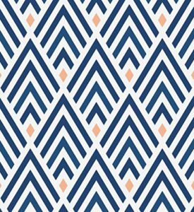Akywall Arrowhead Peel and Stick Wallpaper Navy Blue Removable Stripe Wall Decor Self Adhesive Stick on Wall Paper Boho Contact Paper Abstract Blue & Pink Vinyl Roll Pre-Pasted 17.7 x 118.1inch