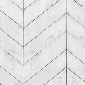CiCiwind 393.7In×16.8In Self-Adhesive Removable Wallpaper Wood Peel and Stick Wallpaper Grey White Wallpaper Vintage Wall Paper for Walls Covering Stripes Contact Paper Decoration Home Old Renovation