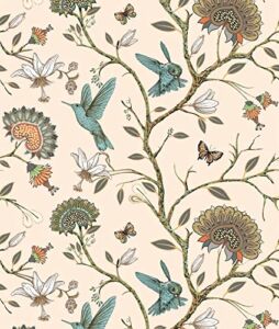 Meihodan Bird Wallpaper Removable Self Adhesive Printed Wall Paper Decorative Floral Vintage Peel and Stick Contact Paper Shelf Drawer 17.7in x 9.8ft