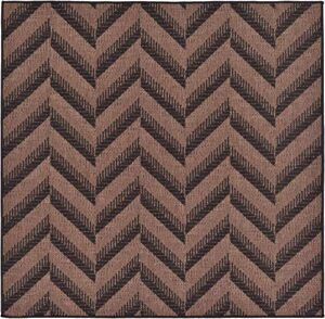 Unique Loom Modern Collection Contemporary, Chevron, Stripes, Dark Colors, Indoor and Outdoor Area Rug, 6 ft x 6 ft, Brown/Black