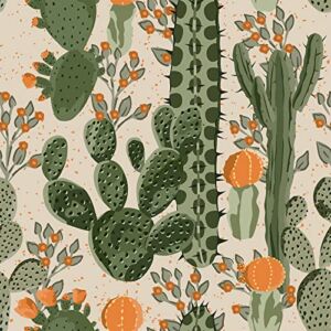 VEELIKE Desert Cactus Wallpaper 17.7”x118” Green Cacti Succulents Floral Wallpaper Peel and Stick Boho Removable Wallpaper Self Adhesive Contact Paper for Walls Cabinets Shelves Bathroom Nursery