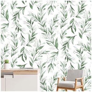 Peel and Stick Wallpaper Green floral Contact Paper Wallpaper stick on wallpaper for Bedroom Removable Wallpaper Olive Leaf Self Adhesive Wallpaper for Kitchen Renovation Furniture 17.7 x118.1 Inch