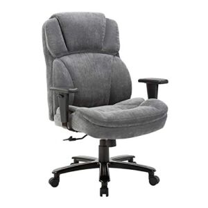 CLATINA Ergonomic Big and Tall Executive Office Chair with Upholstered Swivel 400lbs High Capacity Adjustable Height Thick Padding Headrest and Armrest for Home