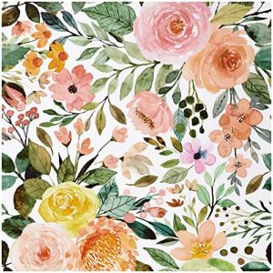Beautysaid Floral Peel and Stick Wallpaper Vintage: Renter Friendly Wallpaper 17.5×118 Inch Pink Wallpaper Floral Wallpaper Vinyl Wallpaper Peonies Watercolor Christmas Decoration