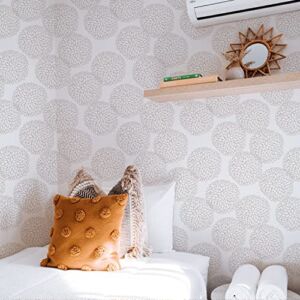 Floral Wallpaper Peel and Stick Wallpaper Boho in Beige Blossom Pattern Removable Stick on Wallpaper / Renter Friendly Wallpaper / Floral Contact Paper (6 Panels)