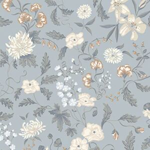 Hopepak 15.3”x118” Floral Peel and Stick Wallpaper Leaf Floral Contact Paper Plant Removable Self Adhesive Wallpaper Vintage Flower Wall Paper Vinyl for Bedroom Home Decorative