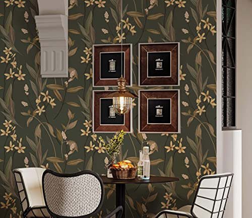 Dimoon 78.7″x16.1″ Delicate Floral Peel and Stick Wallpaper Retro Brown Golden Thicken Waterproof Leaf Vintage Flower Contact Paper Self Adhesive Modern Wallpaper Removable Shelf Liner Vinyl Roll | The Storepaperoomates Retail Market - Fast Affordable Shopping