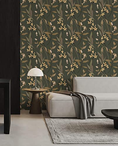Dimoon 78.7″x16.1″ Delicate Floral Peel and Stick Wallpaper Retro Brown Golden Thicken Waterproof Leaf Vintage Flower Contact Paper Self Adhesive Modern Wallpaper Removable Shelf Liner Vinyl Roll | The Storepaperoomates Retail Market - Fast Affordable Shopping