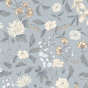 HeloHo Grey Floral Bedroom Wallpaper Peel and Stick Self Adhesive Removable Wallpaper Waterproof Contact Paper 15.35″ X 78.7″ for Furniture Living Room Bedroom Decor
