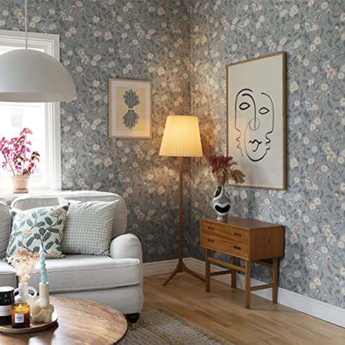 HeloHo Grey Floral Bedroom Wallpaper Peel and Stick Self Adhesive Removable Wallpaper Waterproof Contact Paper 15.35″ X 78.7″ for Furniture Living Room Bedroom Decor | The Storepaperoomates Retail Market - Fast Affordable Shopping