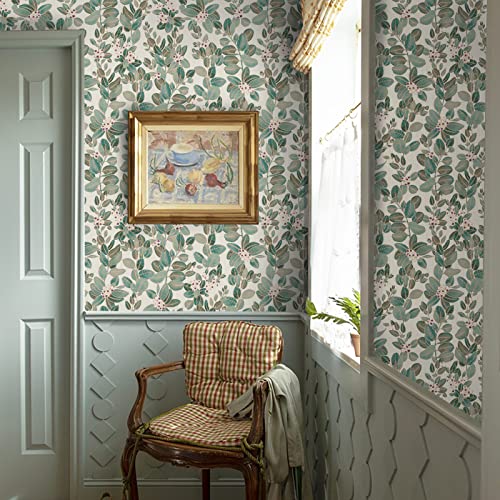Ismoon Delicate Beige and Green Wallpaper 16.1” X 118” Thicken Leaf Peel and Stick Wallpaper Vintage Contact Paper Waterproof Wallpaper Self Adhesive Vinyl Roll for Wall Furniture Table Shelf Liner | The Storepaperoomates Retail Market - Fast Affordable Shopping