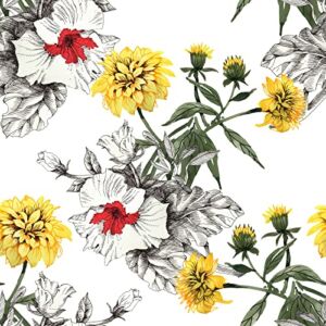 CHIHUT Peel and Stick Wallpaper Daisy Floral Contact Paper 17.7”x236” Self Adhesive Removable Wallpaper Floral Vintage Flower Leaf Wallpaper Prepasted for Bathroom Bedroom Kitchen Home Vinyl Film