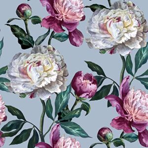 CHIHUT 17.7”x236” Removable Wallpaper Floral Peel and Stick Wallpaper Vinyl Self Adhesive Waterproof Flowers Contact Paper Decorative Vintage Leaf Floral Wallpaper Roll for Bathroom Bedroom Home