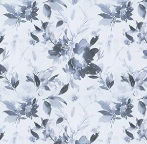 Floral Wallpaper Peel and Stick Wallpaper Modern Blue Floral Contact Paper Decorative Wallpaper Self Adhesive Wall Paper Floral for Wall Covering Countertop Table Cabinet Vinyl Film 15.75” x 78.7”