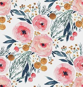 EeeComing Floral Peel and Stick Wallpaper White/Pink Floral Contact Paper Removable Wallpaper Vinyl Self Adhesive Wall Decor Wallpaper 15.5″x78.7″