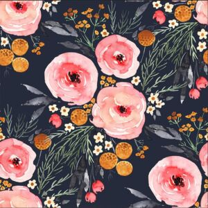 EeeComing Floral Peel and Stick Wallpaper Modern Floral Removable Wallpaper Black/Pink Contact Paper Self Adhesive Vinyl Wall Covering 15.5“x78.7