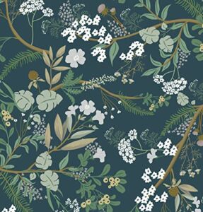 Guvana Leaf and Floral Wallpaper Dark Peel and Stick Wallpaper Green Leaves and White Flower Contact Paper Self Adhesive Wallpaper 78.7″x16.14″ Removable Contact Paper for Drawer Cabinets Decor