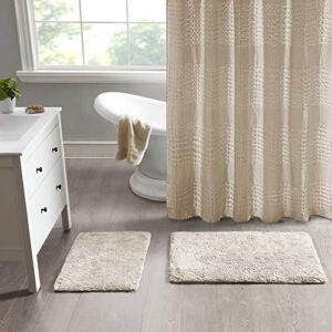 Madison Park Signature Ritzy 100% Cotton Tufted High Pile Plush Bathroom Rug Hotel Quality, Luxurious Bath Mat Highly Absorbent, Shower Room Décor, Multi Sizes, Natural 2 Piece