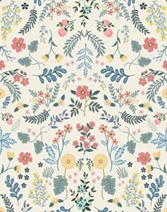Floral Wallpaper Peel and Stick Wildwood Wallpaper Greenery and Wildflowers Wallpaper Self Adhesive Botanical Wall Decor (17.3″ x 59″, Coral Farm Floral)