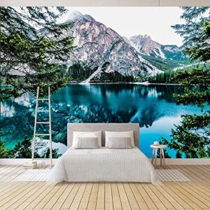 Lake View Landscape Mural Wall Art, Modern Style Mountains Forest Large Panorama Wallpaper Photo Room Decor Background, Wall Mural for Living Room Bedroom 118″ W x 82.6″ H