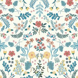 Boho Peel and Stick Wallpaper Colorful Floral Wallpaper Vintage Vinyl Wallpaper for bedroom peel and stick Kitchen Cabinet Furniture Nursery Renter Friendly Wallpaper, 47.4 sq ft, 17.3″ x 393.7″