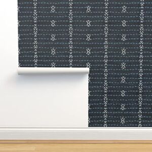 Commercial Grade Wallpaper 27ft x 2ft – French Boho Stripe Dark Traditional Wallpaper by Spoonflower