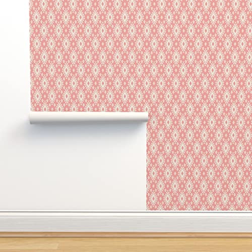 Commercial Grade Wallpaper 27ft x 2ft – Coral Cream Boho Baby Modern Diamonds Pink Nursery Traditional Wallpaper by Spoonflower | The Storepaperoomates Retail Market - Fast Affordable Shopping