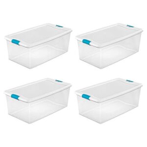 Sterilite 14998004 106 Quart White/Clear Plastic Storage Box With Blue Aquarium Latches4
