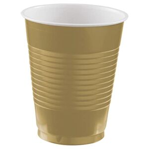Amscan Plastic Cups Big Party Pack , 18 oz. 50ct., Gold