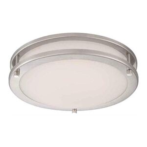 Flaxmere 11.8 in. Brushed Nickel LED Flush Mount Ceiling Light with Frosted White Glass Shade
