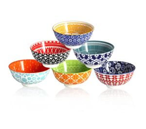 Annovero Ice Cream Bowls – Bowls for Kitchen, Dessert Bowls, Charcuterie Cups, Ramekins, Small Bowls for Side Dishes, Porcelain Bowl Set of 6, 4.75 Inch Diameter, 10 Fluid Ounce (1.25 Cup) Capacity