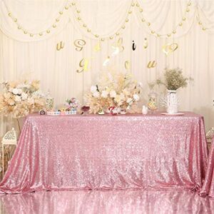 Sequin Tablecloth, Eternal Beauty 50×80 Rectangle Sequin Tablecloth for Party Cake Dessert Table Exhibition Events,Fuchsia Pink