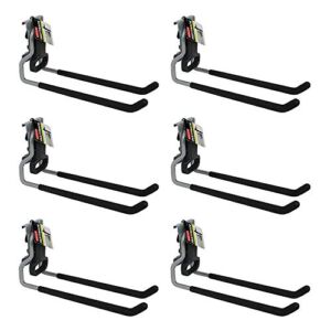 Rubbermaid Fast Track Wall Mounted Garage Storage Utility Multi Hook For Tools, Rope, and More, Supports Up to 50 Pounds Each (6 Pack)