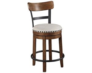 Signature Design by Ashley Valebeck Rustic Farmhouse 37” Counter Height Swivel Bar Stool, Brown