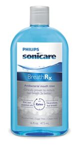 Philips Sonicare BreathRx Antibacterial Mouth Rinse, Blue, Clean Mint, 16 Fl Oz