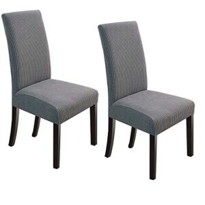 NORTHERN BROTHERS Chair Covers for Dining Room, Stretch Parson Chair Cover Kitchen Chair Covers Set of 2, Light Grey