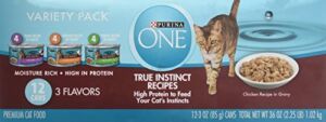 Purina ONE Wet Cat Food Variety Pack, Tuna, Chicken and Turkey Recipes, (12) 3 Oz Cans