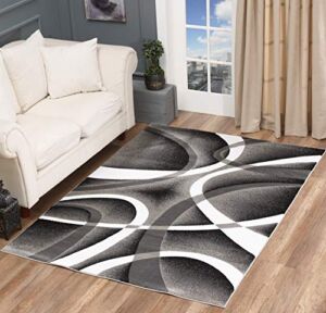 Glory Rugs Modern Large Area Rug 8×10 Gray Swirls Carpet Bedroom Living Room Contemporary Dining Accent Sevilla Collection 4816