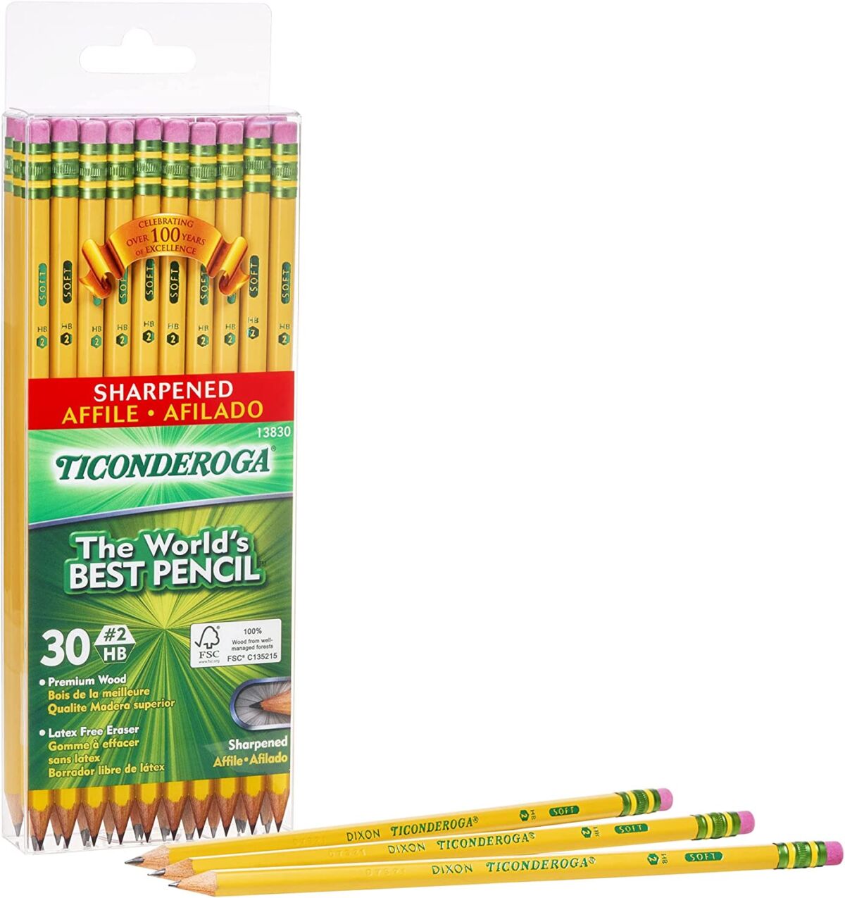 TICONDEROGA Pencils, Wood-Cased, Pre-Sharpened, Graphite #2 HB Soft, Yellow, 30-Pack (X13830) | The Storepaperoomates Retail Market - Fast Affordable Shopping