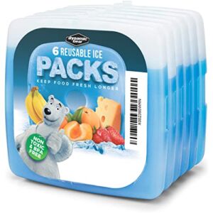 Dynamic Gear Reusable Ice Packs (6 Pack) for Lunch Box – Slim, Lightweight Freezer Cold Packs for Coolers, Lunch Boxes & Camping