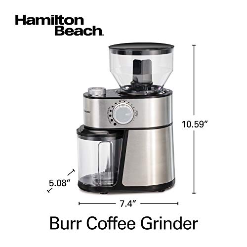 Hamilton Beach Electric Burr Coffee Grinder with Large 16oz Hopper & 18 Settings For 2-14 Cups, Stainless Steel (80385) | The Storepaperoomates Retail Market - Fast Affordable Shopping