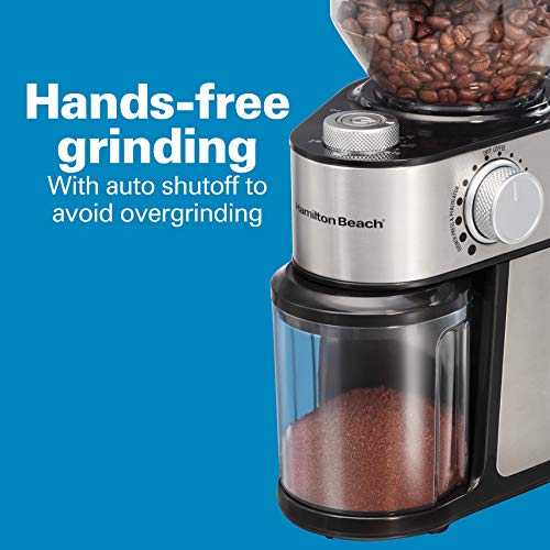 Hamilton Beach Electric Burr Coffee Grinder with Large 16oz Hopper & 18 Settings For 2-14 Cups, Stainless Steel (80385) | The Storepaperoomates Retail Market - Fast Affordable Shopping