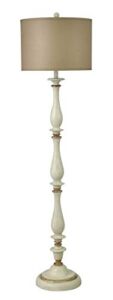 Collective Design L71520ADSAM Charlton, Crackled White and Gold Finish, Taupe Hardback Silk Shade Floor Lamp