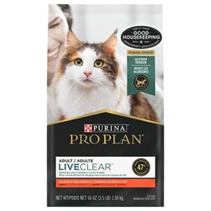 Purina Pro Plan Allergen Reducing, High Protein Cat Food, LIVECLEAR Salmon and Rice Formula – 3.5 lb. Bag