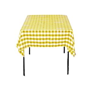 Runner Linens Factory Square Checkered Tablecloth 81×81 Inches (Lt Yellow & White)