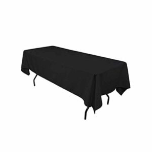 New Creations Fabric & Foam Inc, 60″ Wide by 120″ Long Rectangular Polyester Poplin Tablecloth, Black